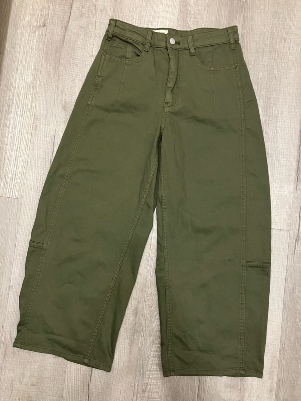 Pilcro by Anthropologie - Olive Green Wide-Leg Barrel Pants